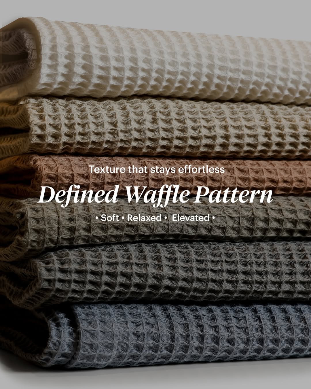 Waffle Layer Blanket colours showing the defined waffle pattern